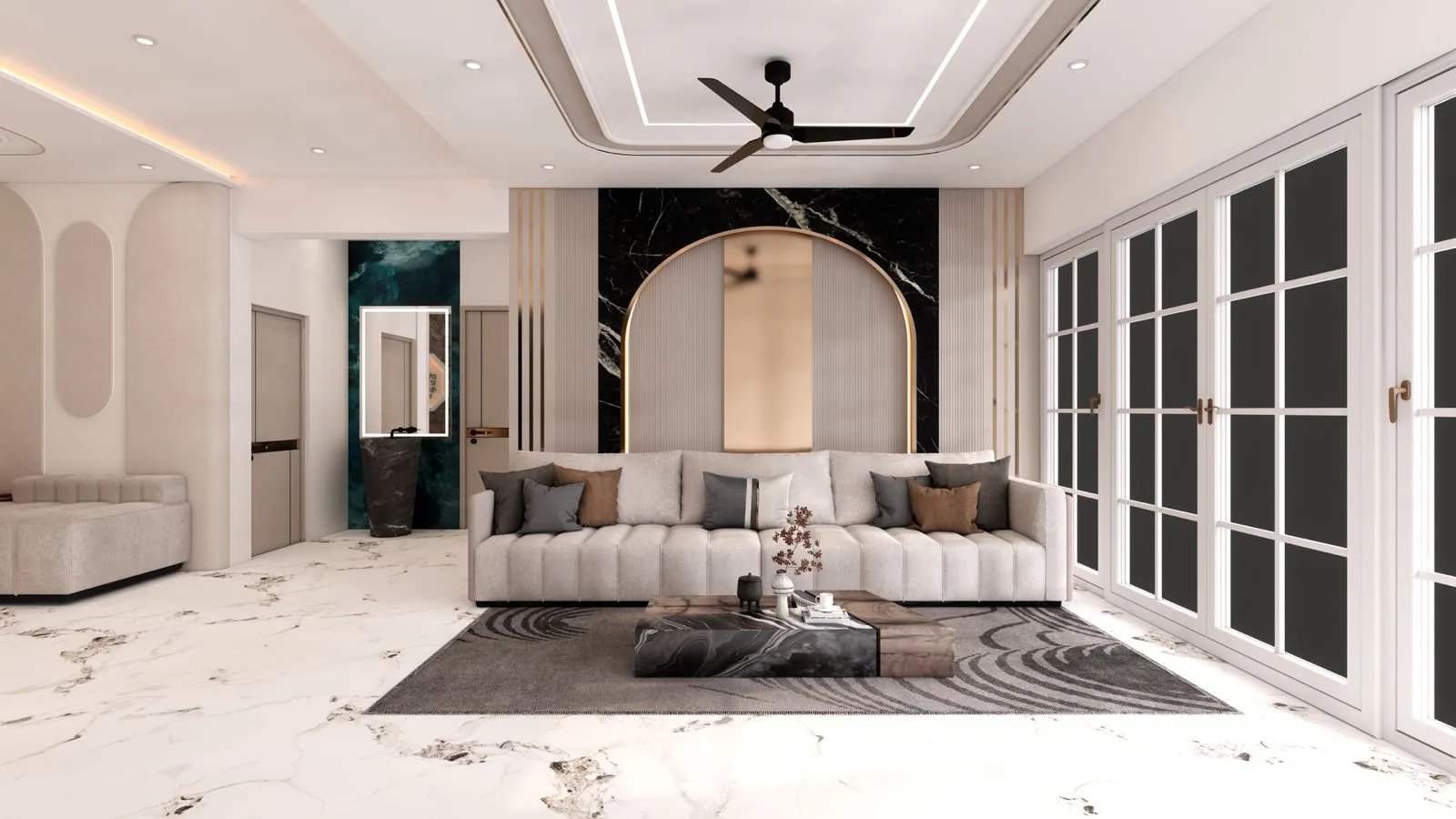 2 BHK interior by Auraa Interiors — living room